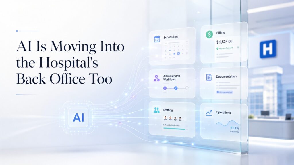 Hospitals are enormously complicated businesses. They schedule appointments, manage beds, submit insurance claims, appeal denials, code visits, answer phone calls, coordinate employees, process patient messages, purchase supplies, identify open clinical trials, and manage huge amounts of paperwork.