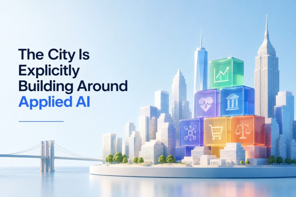 NYCEDC describes its goal as making New York a global leader in Applied AI rather than simply competing to build the largest foundation model. (edc.nyc)