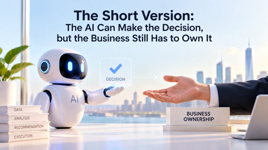 New York State's insurance guidance already follows a similar approach. The Department of Financial Services has said that boards and senior management have responsibilities for AI governance and that insurers remain responsible for outcomes when they use outside AI systems. New York City's automated employment decision rules also place obligations on employers that choose to use covered systems.