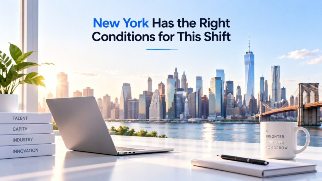 NYCEDC has described New York as a major center for applied AI, supported by thousands of AI startups, a large AI-ready workforce, deep investor networks, and unusually strong customer industries. The city has also been investing in programs intended to increase practical AI adoption among New York businesses.